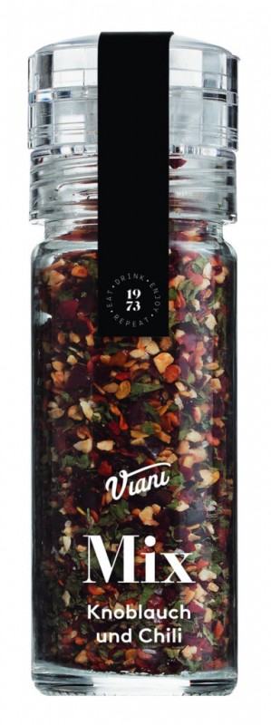 Ortblandning med vitlok och chili, kvarn, Mix aglio e peperoncino, Viani Alimentari - 50 g - Bit