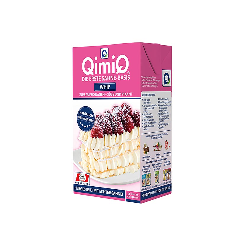 QimiQ Whip Natural, para montar cremas dulces y saladas, 19% materia grasa - 250 gramos - tetra