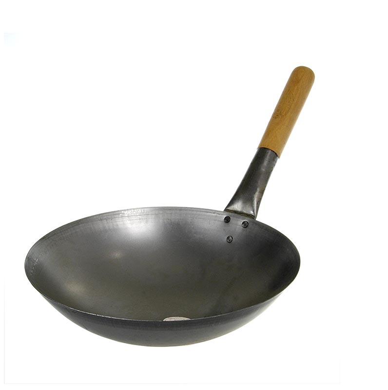 Wok pan - kualitas 1, alas bulat dengan pegangan, tanpa kuping, Ø 30cm - 1 buah - Longgar