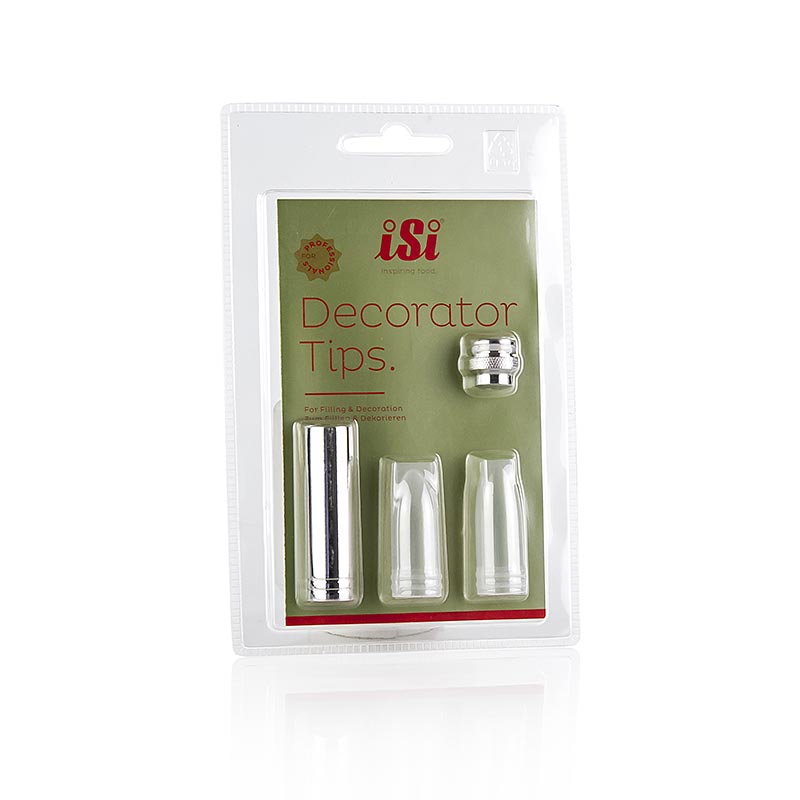 Set nosel hiasan sekrup (3 nosel, adaptor) baja tahan karat dan plastik - 4 buah - Lepuh