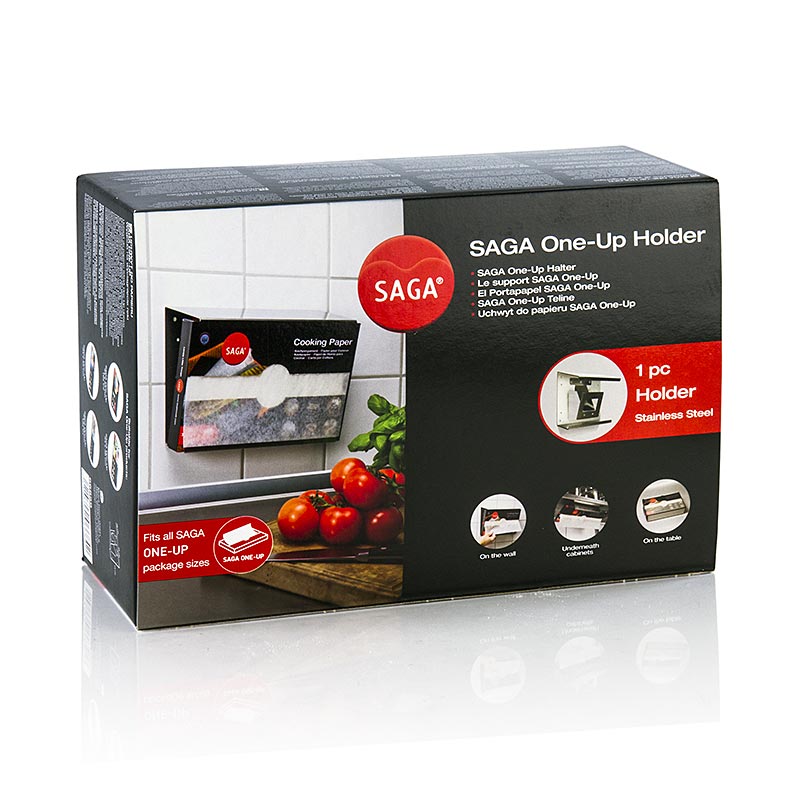 Suporte Saga One-Up, para dispensadores Saga, em aco inoxidavel, magnetico - 1 pedaco - Cartao