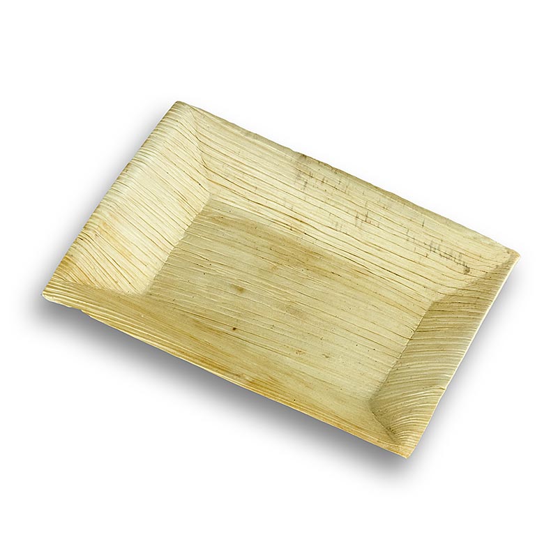 Plato desechable de hoja de palma, cuadrado, 12 x 17 cm, 100% compostable - 200 piezas - Cartulina