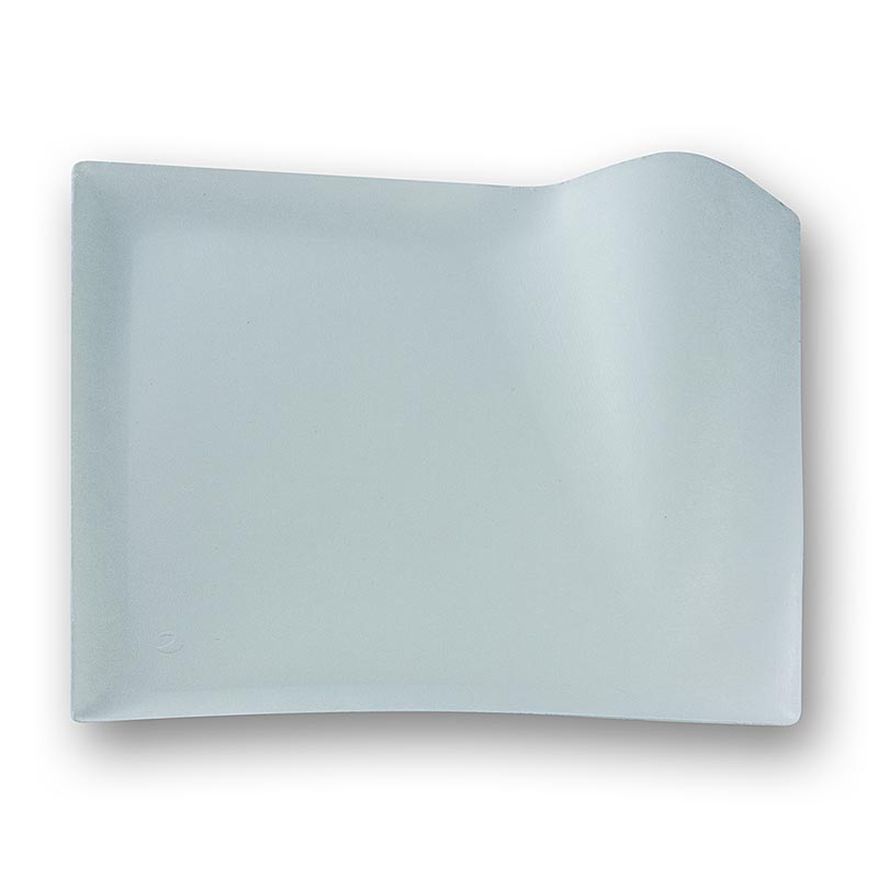 Plat d`un sol us Wave, de fibres de canya de sucre, blanc, quadrat amb ona, 20,5 x 20,5 cm - 100 peces - bossa