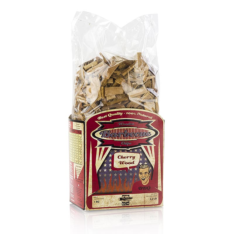 Grill BBQ - lascas fumegantes feitas de madeira de cerejeira (cereja) - 1 kg - bolsa