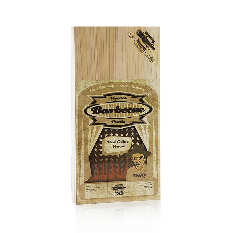 Grilli BBQ - Puulaudat grillilaudat, setripuu (punainen setri), 15 x 30 x 1,1 cm - 3 palaa - folio