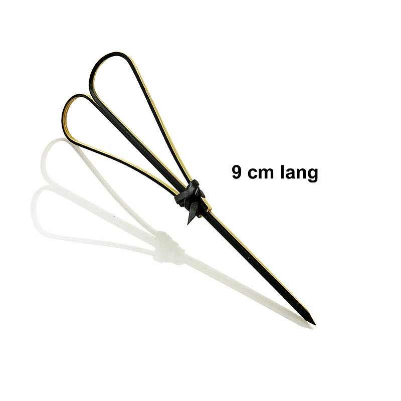 Bambusspyd, med hjerte, sort, 9 cm - 100 stykker - bag