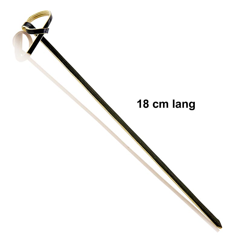 Bambusspjot, medh hnutum enda, svort, 18 cm - 250 stykki - taska