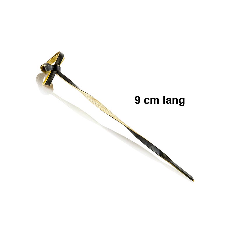 Bambusspyd, med knutede ender, vridd, sort, 9 cm - 250 stykker - bag Bambusspyd, med knutede ender, vridd, sort, 9 cm - 250 stykker - bag