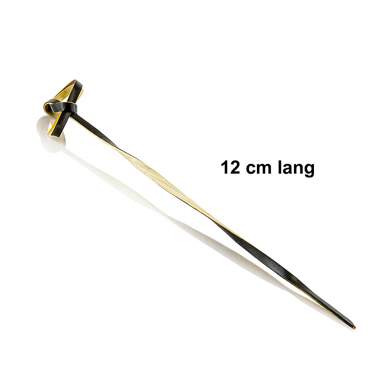 Bambusspyd, med knutede ender, vridd, sort, 12 cm - 250 stykker - bag Bambusspyd, med knutede ender, vridd, sort, 12 cm - 250 stykker - bag