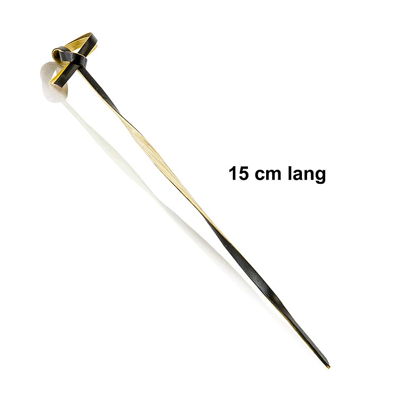 Espetos de bambu, com pontas com nos, torcidos, pretos, 15 cm - 250 pecas - bolsa Espetos de bambu, com pontas com nos, torcidos, pretos, 15 cm - 250 pecas - bolsa