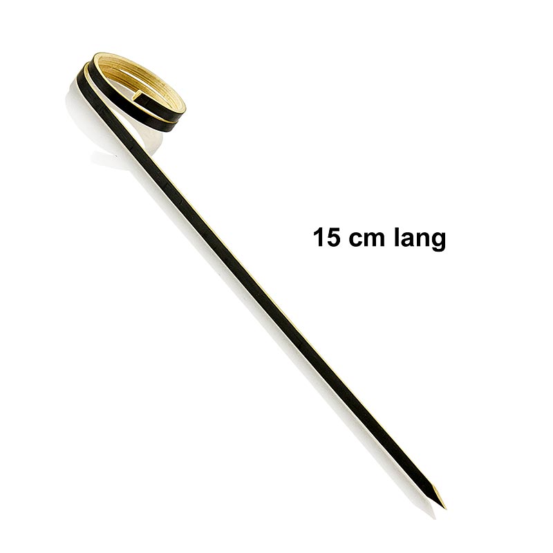 Bambusspjot, medh lykkjuhringenda, svart, 15cm - 100 stykki - taska