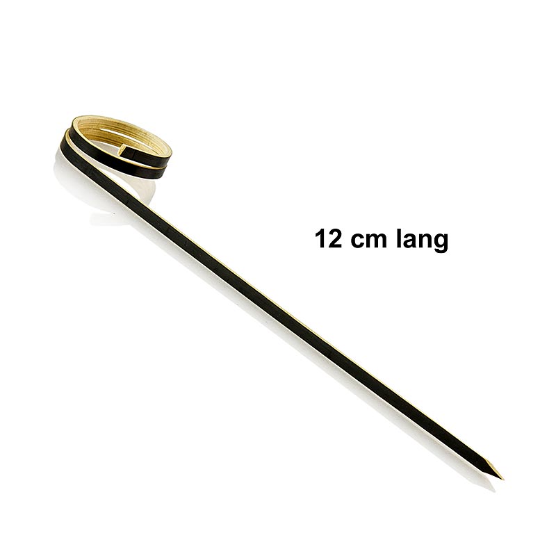 Brochetas de bambu, con anilla (extremo anular), negro, 12 cm - 100 piezas - bolsa