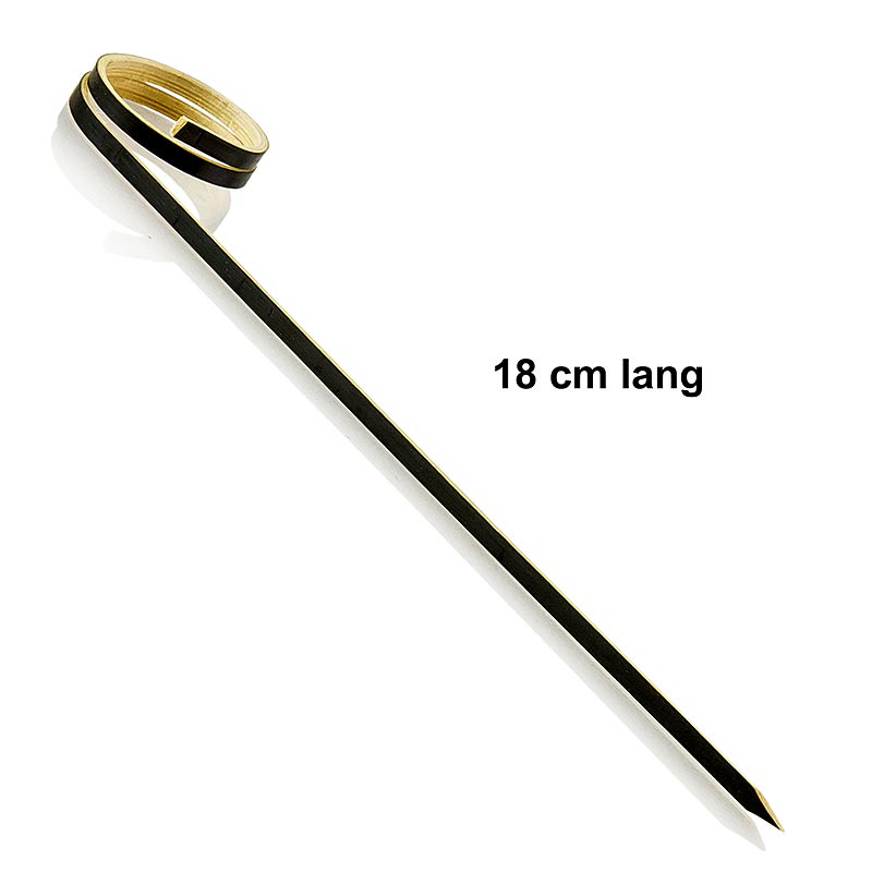 Brochetas de bambu, con anilla (extremo anular), negro, 18 cm - 100 piezas - bolsa