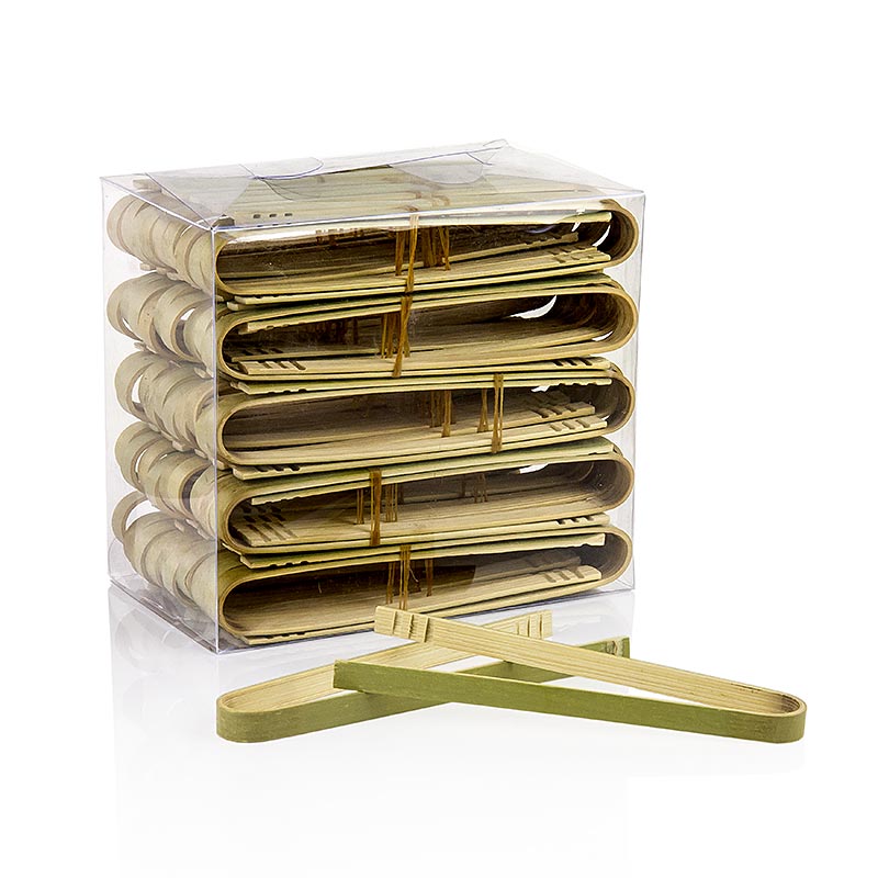 Pinces de bambu per menjar amb els dits, per a aperitius, naturals, 16 cm - 100 peces - bossa