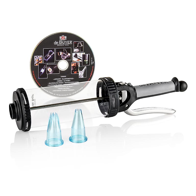 deBUYER seringa de cozinha Le Tube, para dosar e enfeitar, 0,75 l, com 2 bicos - 1 pedaco - Cartao deBUYER seringa de cozinha Le Tube, para dosar e enfeitar, 0,75 l, com 2 bicos - 1 pedaco - Cartao