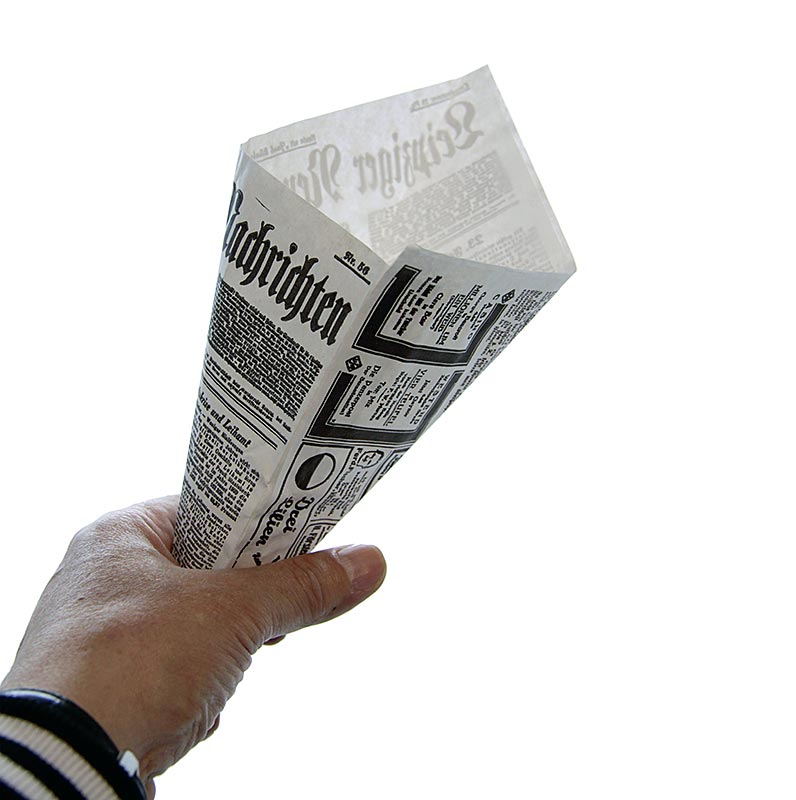 Buste usa e getta per fish and chips / patatine fritte, con stampa giornale, 17 cm - 1.600 pezzi - Cartone