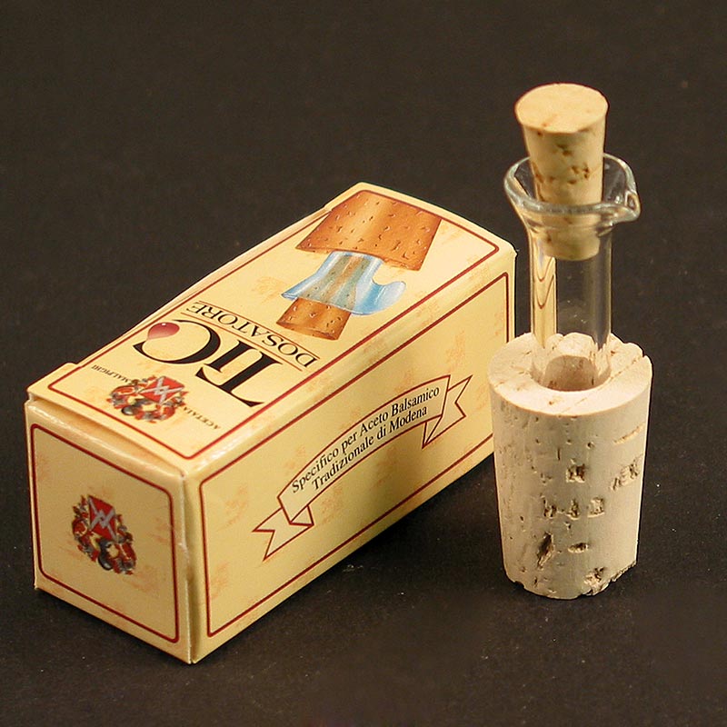 Botella vertedor para Aceto Balsamico l Gotero TIC corcho con tubo de cristal - 1 pieza - Cartulina