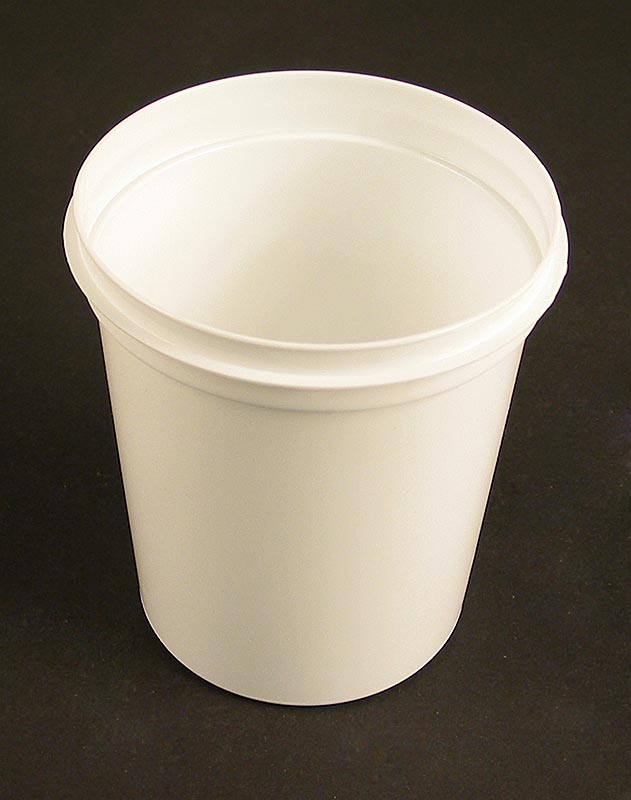 Frasco / copo de plastico sem tampa, branco, Ø 11 cm, 13,5 cm de altura, 1 litro - 1 pedaco - Solto