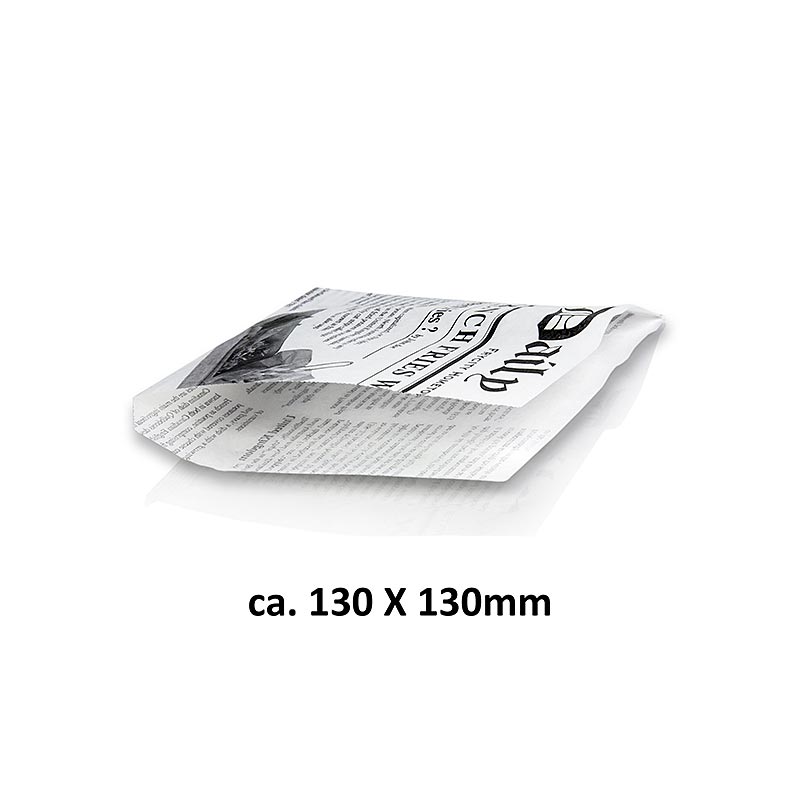 Snackpose med avistrykk, ca 130x130mm - 1000 stykker - Kartong