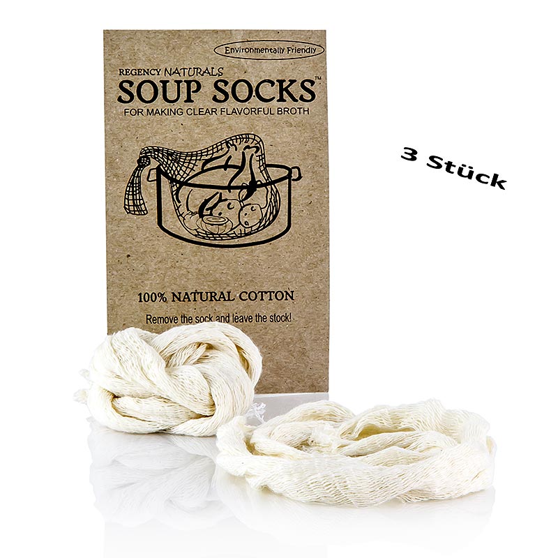 The Original Soup Socks, 100% natturuleg bomull - 3 stykki - taska