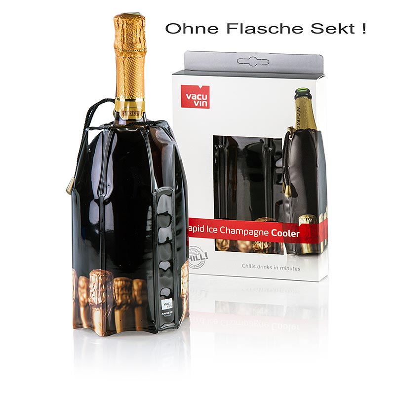 Vacu Vin kjoelehylse for champagneflasker, svart - 1 stk - Loes