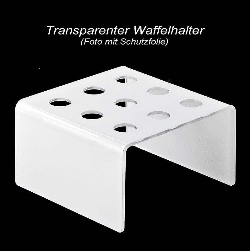 Pemegang kon wafel mini, plexiglass kelabu muda, segi empat sama, untuk 9 kon - 1 keping - Longgar