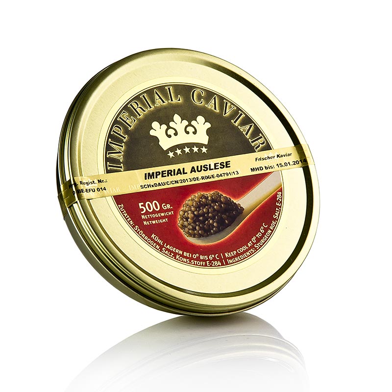 Caviar de selecao imperial, cruzamento de esturjao Amur x Kaluga (schrenckii x dau), China - 500g - pode