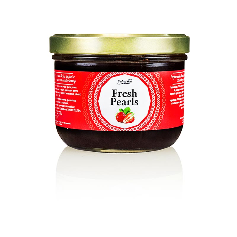 Caviar de frutas fresa, tamano perla 5 mm, esferas, perlas coctel - 365g - Vaso