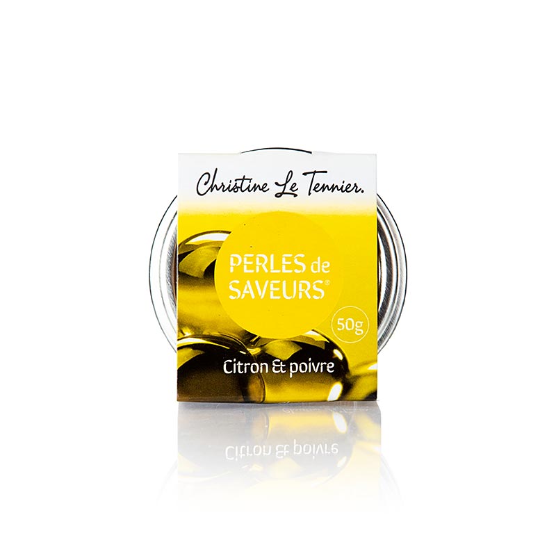 Kaviar buah lemon-lada, saiz mutiara 5mm, sfera, Les Perles - 50g - kaca
