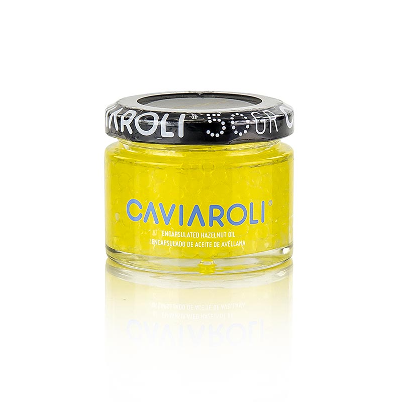 Caviaroli® caviale all`olio, piccole perle di olio di nocciola - 50 g - Bicchiere