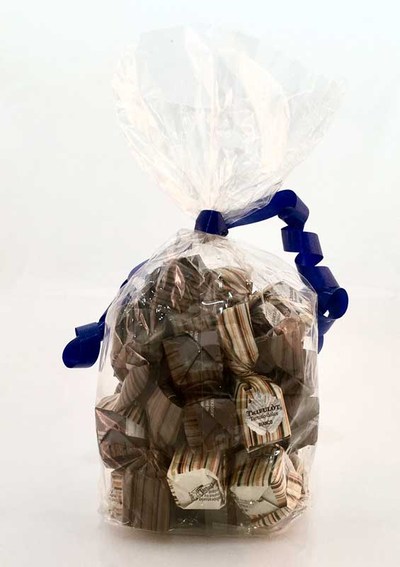 Praline truffle mini dari Tartuflanghe Tartufo Dolce di Alba a 7g, 14x NERO hitam dan 14x BIANCO putih dicampur dalam kantong foil dengan pita - 196 gram - tas foil Praline truffle mini dari Tartuflanghe Tartufo Dolce di Alba a 7g, 14x NERO hitam dan 14x BIANCO putih dicampur dalam kantong foil dengan pita - 196 gram - tas foil