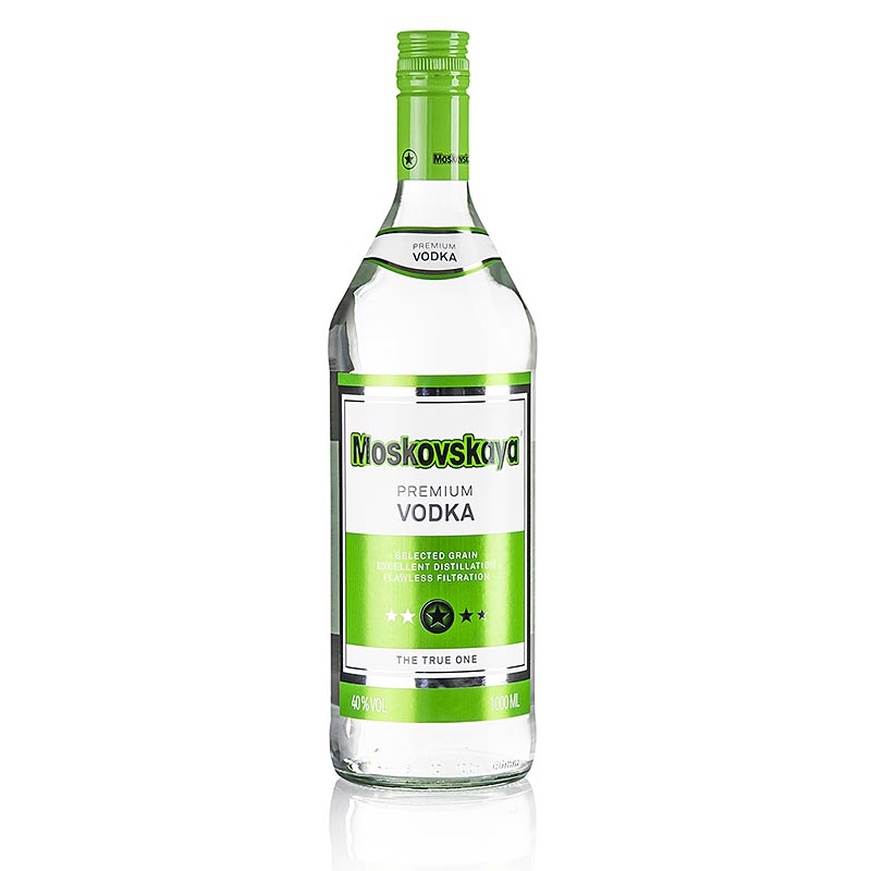 Moskovskaya Vodka, 38% vol., Rusia, 1 litro, Botella