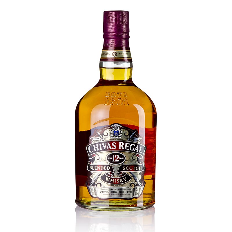 Blandadh viski Chivas Regal, 12 ara, 40% rummal, Skotlandi - 1 litra - Flaska