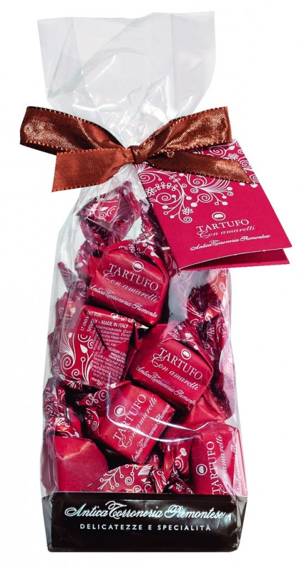 Tartufi dolci con Amaretti, sacchetto, trufas de chocolate com amaretti, bolsa, Antica Torroneria Piemontese - 200g - BTL