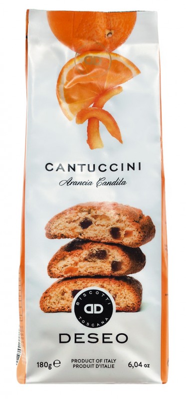 Cantuccini arancia candita, sach., Cantuccini dengan jeruk, Deseo - 180 gram - tas