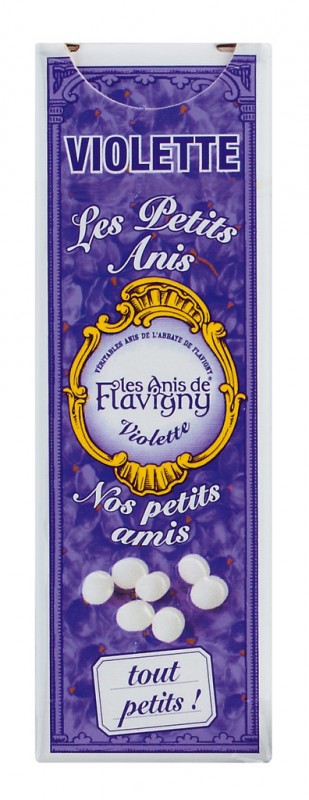 Les petits anis Violett, violetta drageer, display, Les Anis de Flavigny - 10 x 18 g - visa
