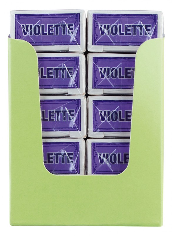 Les petits anis Violett, violetta drageer, display, Les Anis de Flavigny - 10 x 18 g - visa
