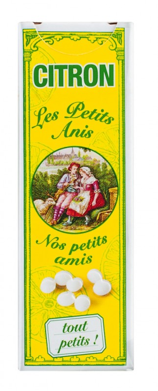 Les petits anis Citron, citrondrageer, display, Les Anis de Flavigny - 10 x 18 g - visa