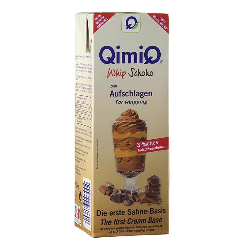 QimiQ Whip Schokolade, kalt aufschlagbares Sahne Dessert, 16% Fett - 1 kg - Tetra