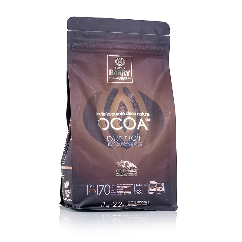 Purity Nature Ocoa, moerk sjokolade, Callets, 70% kakao - 1 kg - bag