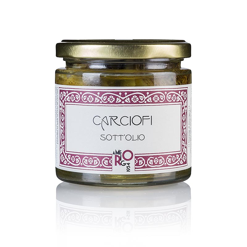 Carciofi sott`olio - kronartskockor i solrosolja, Amerigo - 210 g - Glas