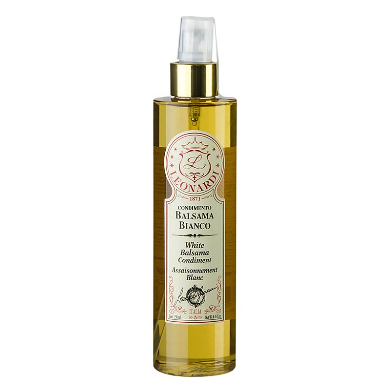 Balsamic Bianco Condimento, 5 vuotta, tammitynnyri, sumuttimessa, Leonardi C0445 - 250 ml - Pullo