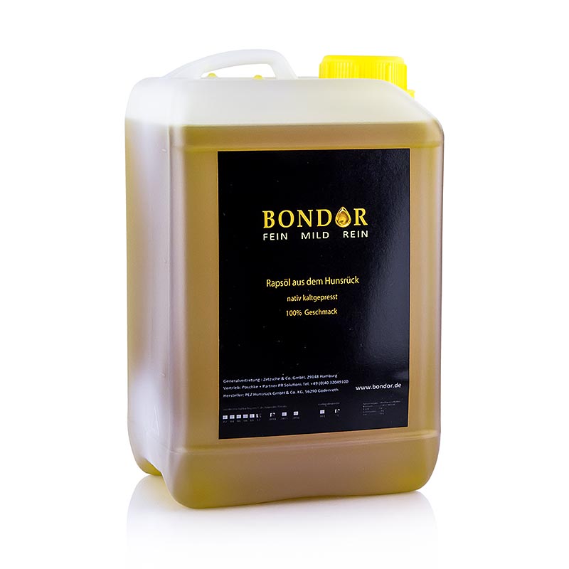 Aceite de colza Bondor, prensado en frio, vegano - 3 litros - frasco