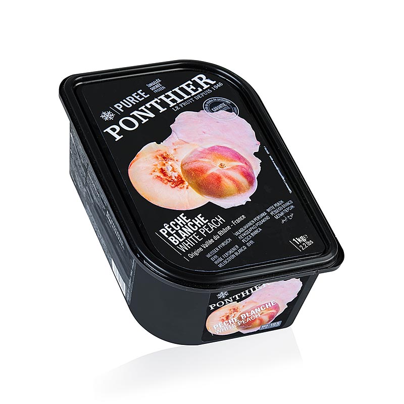 Puree- Hvit fersken, med sukker, Ponthier - 1 kg - PE-skall