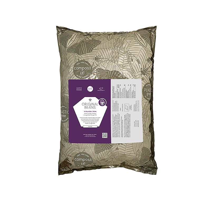 Cru Virunga Congo, 70%, cobertura amarga, callets, feijao original, organico - 2kg - bolsa