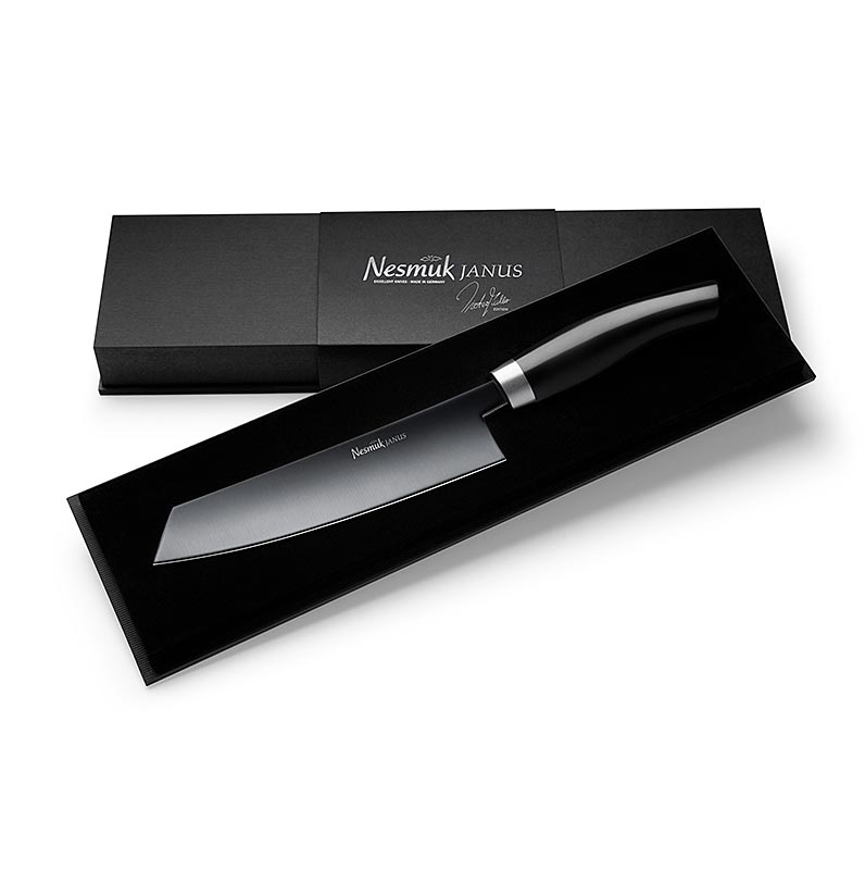 Coltello da chef Nesmuk Janus 5.0, 180mm, ghiera in acciaio inox, manico Juma Black - 1 pezzo - scatola Coltello da chef Nesmuk Janus 5.0, 180mm, ghiera in acciaio inox, manico Juma Black - 1 pezzo - scatola