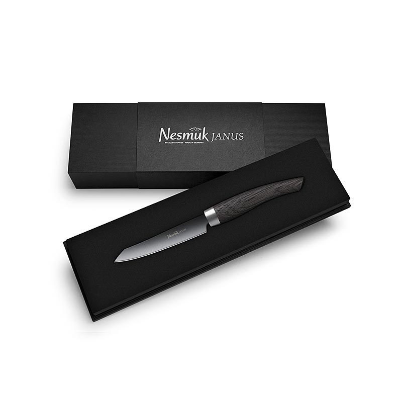 Cuchillo de oficina y pelador Nesmuk Janus 5.0, 90 mm, mango de roble pantanoso - 1 pieza - caja