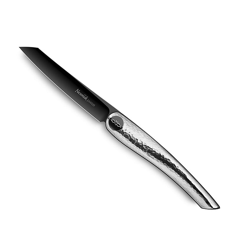 Coltello pieghevole Nesmuk Janus (folder) 220mm (113mm chiuso), argento martellato - 1 pezzo - scatola Coltello pieghevole Nesmuk Janus (folder) 220mm (113mm chiuso), argento martellato - 1 pezzo - scatola