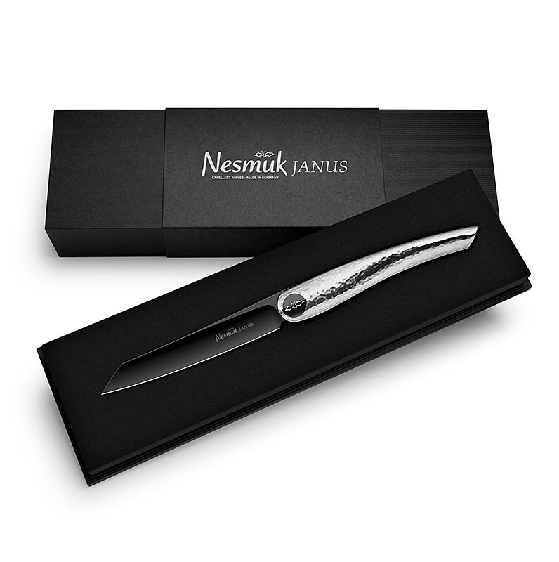 Coltello pieghevole Nesmuk Janus (folder) 220mm (113mm chiuso), argento martellato - 1 pezzo - scatola Coltello pieghevole Nesmuk Janus (folder) 220mm (113mm chiuso), argento martellato - 1 pezzo - scatola