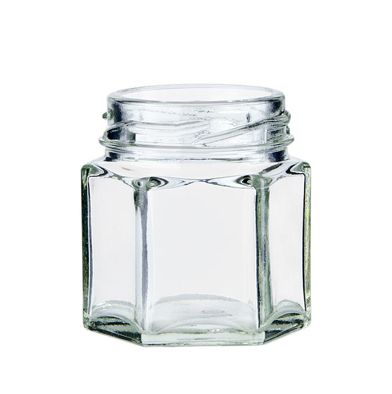 Vidre, hexagonal, 47 ml, boca o 43 mm, sense tapa - 1 peca - Solta Vidre, hexagonal, 47 ml, boca o 43 mm, sense tapa - 1 peca - Solta